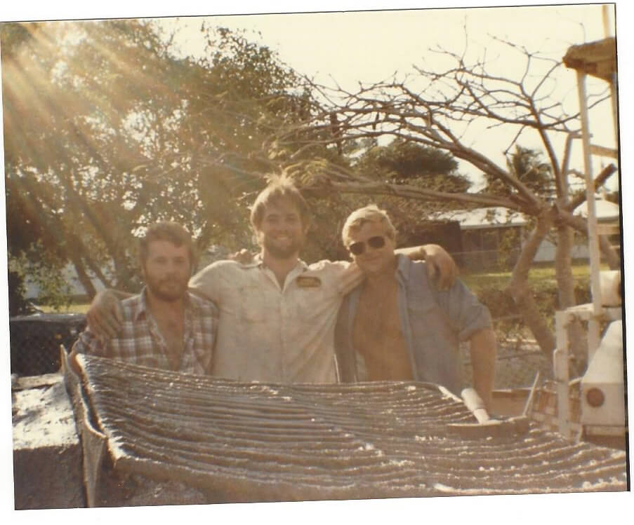 George Steinmetz with friend Mike Cinque pouring concrete in 1982